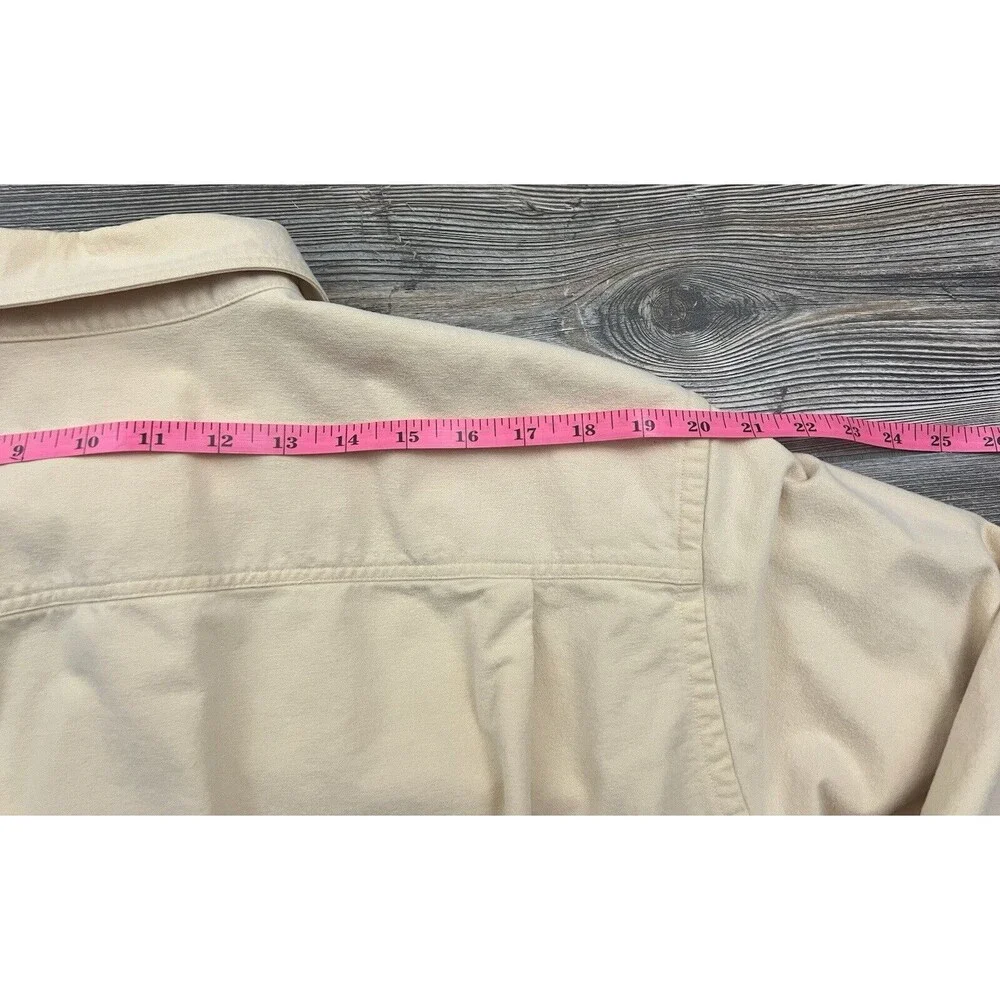 Vtg Lands End Mens LT Button Up Shirt Yellow Outdoor‎ Heavy Cotton Cabincore